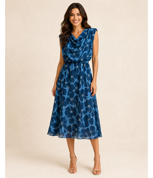 VESTIDO ESTAMPADO COM OBMREIRAS