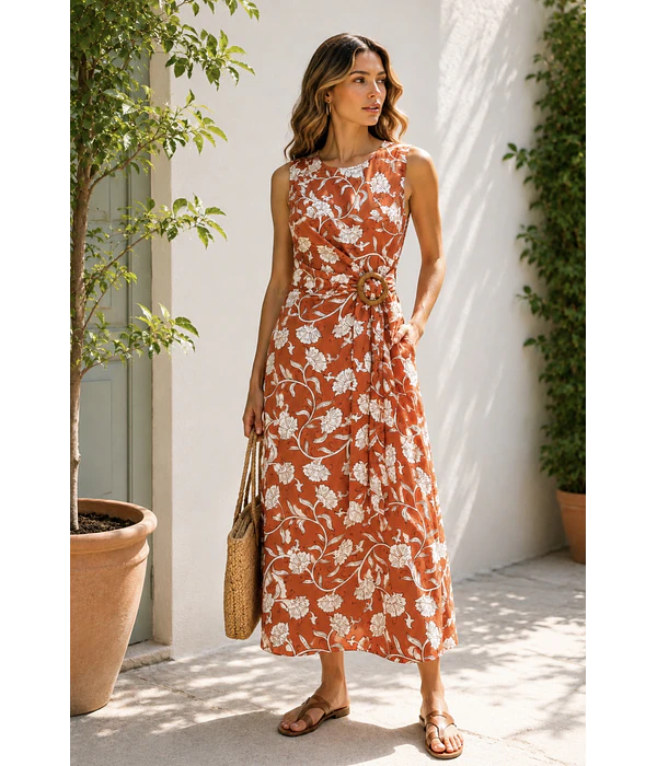 VESTIDO ESTAMPADO TIJOLO