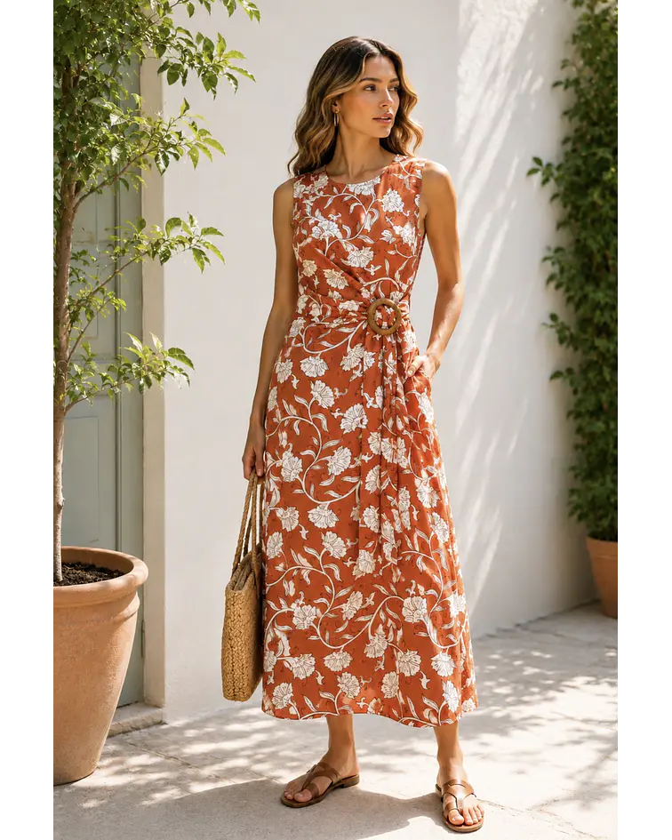 VESTIDO ESTAMPADO TIJOLO