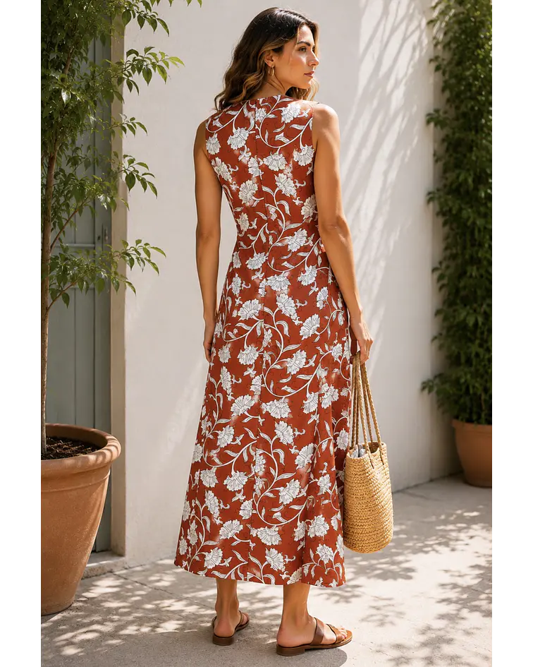VESTIDO ESTAMPADO TIJOLO