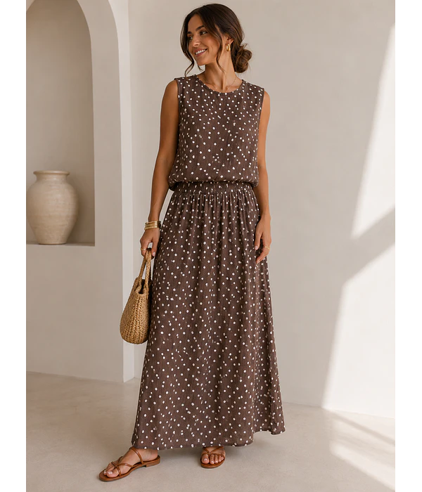 BLUSA CASTANHA BOLAS