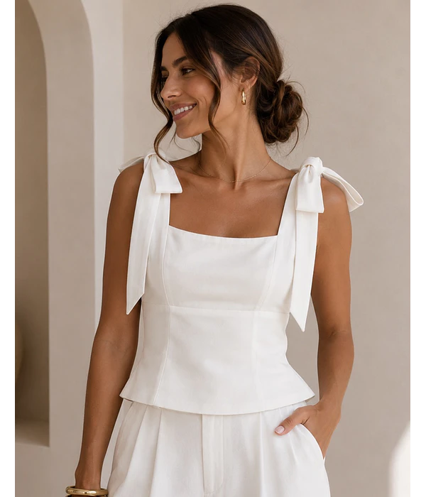 TOP BRANCO LAÇOS 