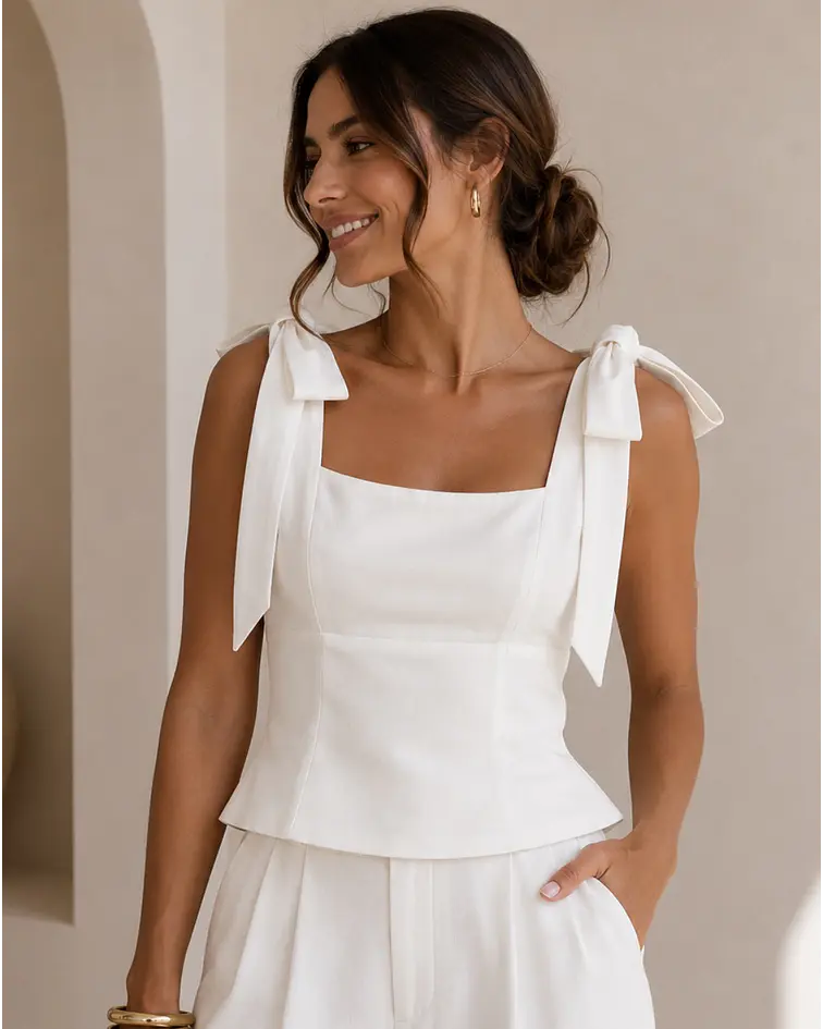 TOP BRANCO LAÇOS 