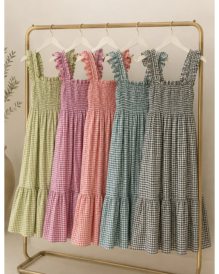 VESTIDO VICHY FOLHO 