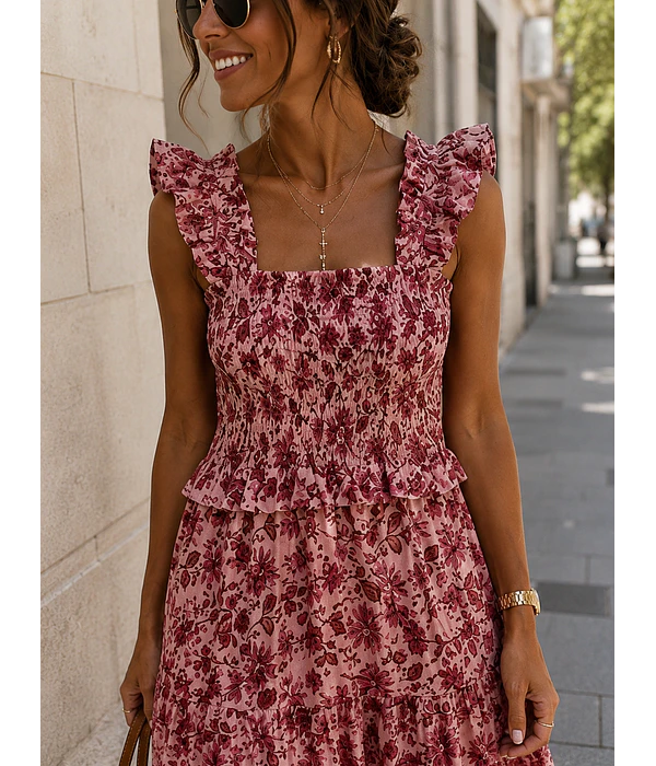 VESTIDO ESTAMPADO FAVO DE MEL