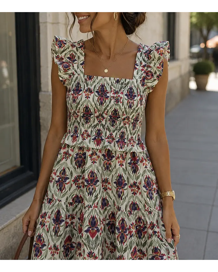 VESTIDO ESTAMPADO FAVO DE MEL 