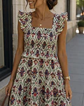 VESTIDO ESTAMPADO FAVO DE MEL 