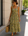 VESTIDO FOLHOS ESTAMPADO 