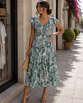 VESTIDO FOLHOS VERDE
