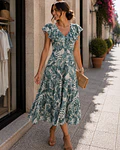 VESTIDO FOLHOS VERDE