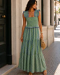 VESTIDO VICHY FOLHOS