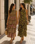VESTIDO FOLHOS ESTAMPADO