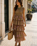 VESTIDO FOLHOS ESTAMPADO