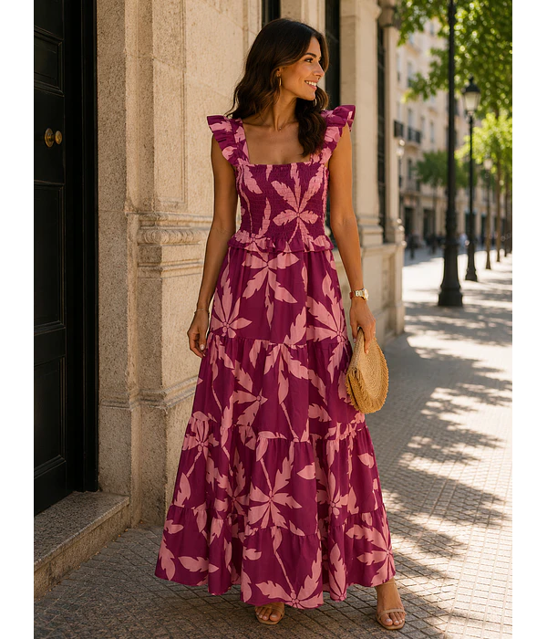 VESTIDO ESTAMPADO FAVO DE MEL  