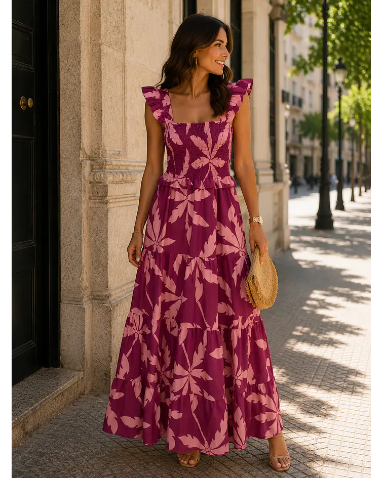 VESTIDO ESTAMPADO FAVO DE MEL  
