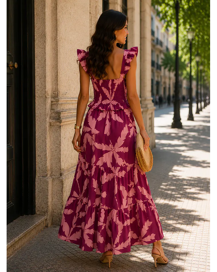 VESTIDO ESTAMPADO FAVO DE MEL  
