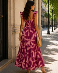 VESTIDO ESTAMPADO FAVO DE MEL  