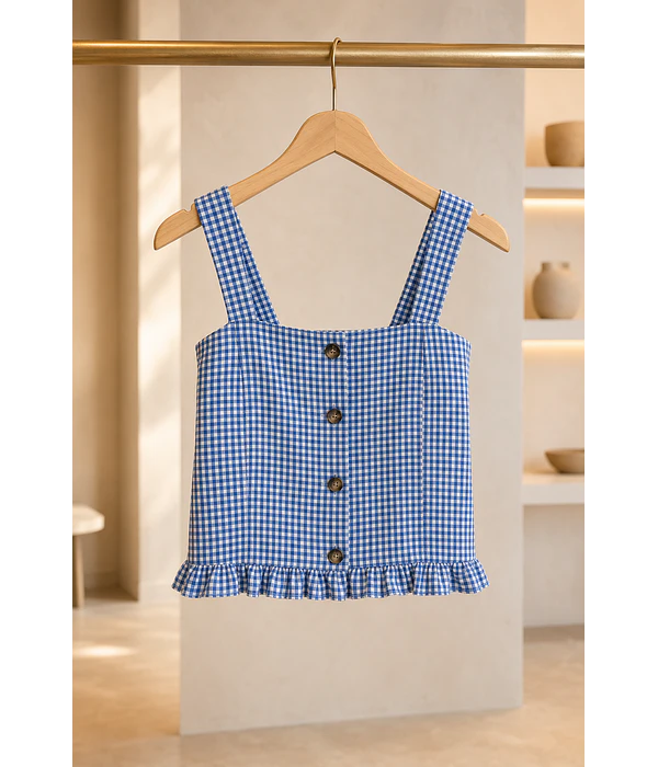 TOP VICHY AZUL