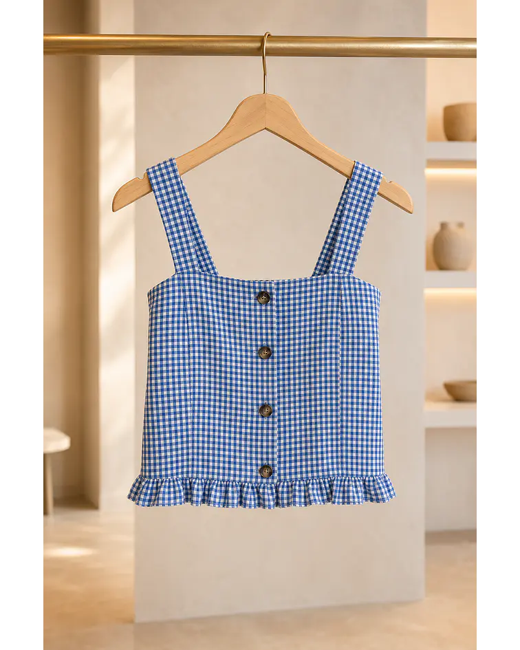 TOP VICHY AZUL