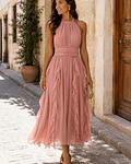 VESTIDO LISO ROSA VELHO