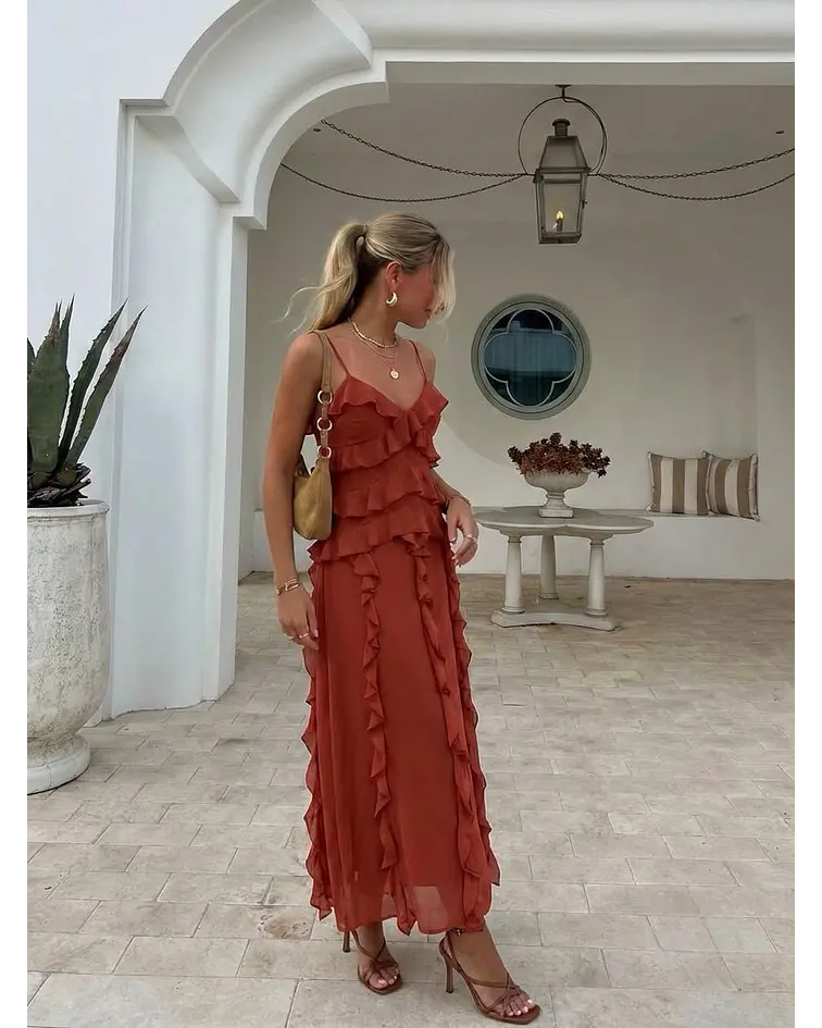 VESTIDO LISO TIJOLO