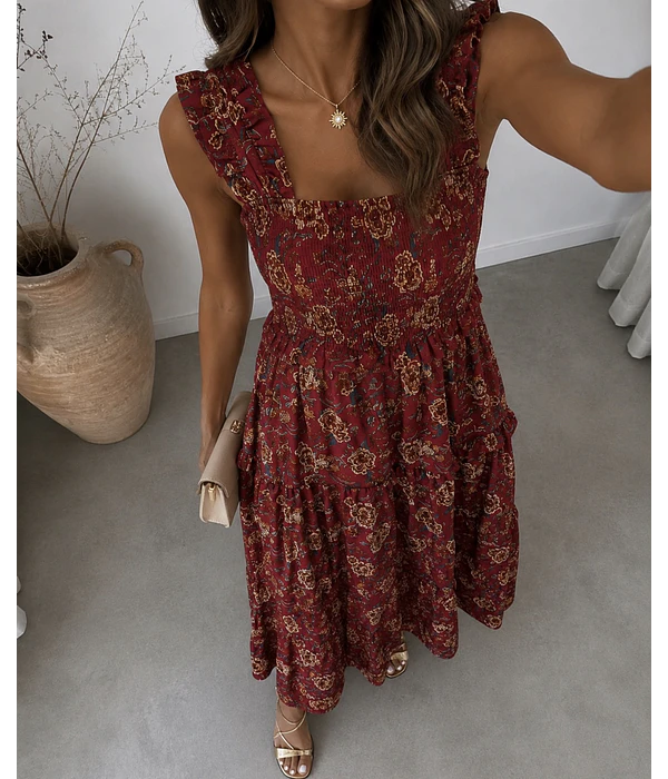 VESTIDO ESTAMPADO BORDÔ