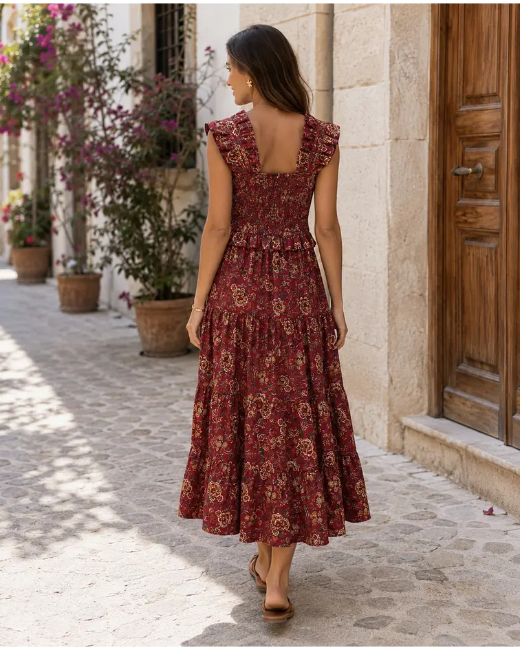 VESTIDO ESTAMPADO BORDÔ