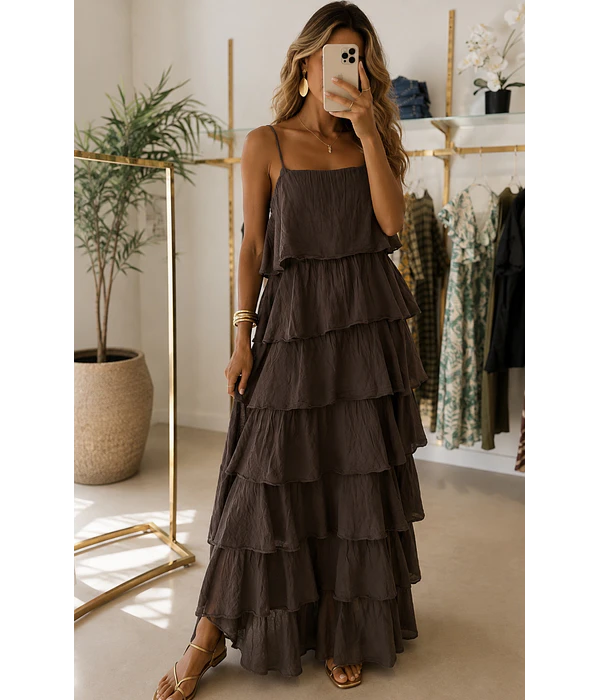 VESTIDO FOLHOS LISO
