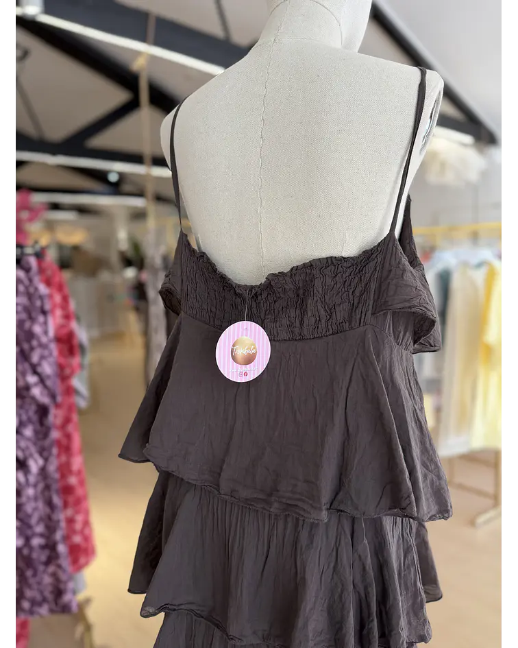 VESTIDO FOLHOS LISO