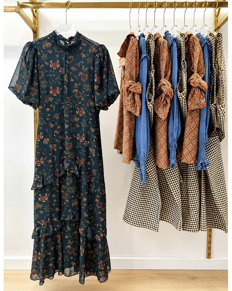 VESTIDO ESTAMPADO FOLHOS