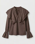 BLUSA CASTANHA FOLHOS