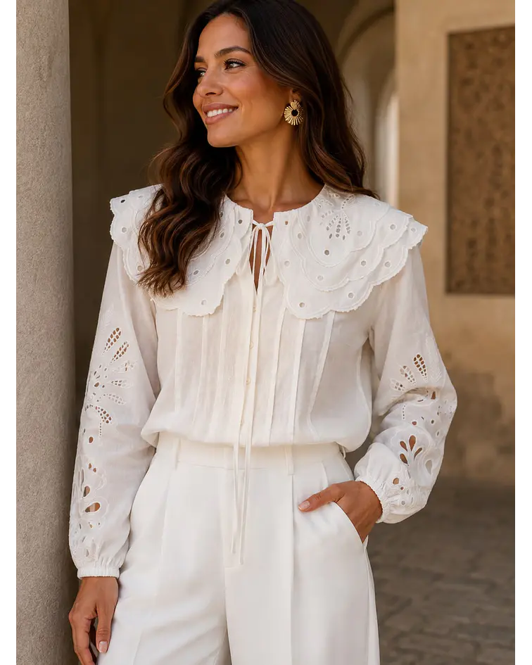 CAMISA BORDADA GOLA BÉBÉ
