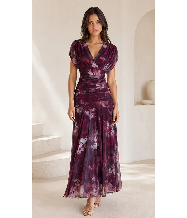 VESTIDO DRAPEADO COM ESTAMPA