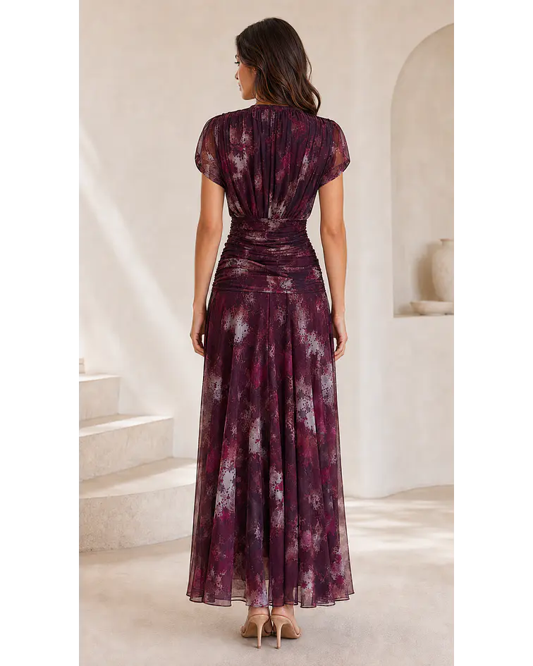 VESTIDO DRAPEADO COM ESTAMPA