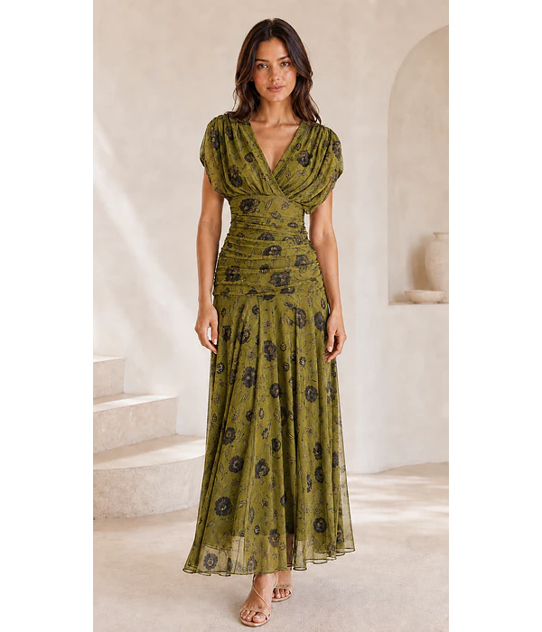 VESTIDO DRAPEADO COM ESTAMPA