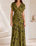 VESTIDO DRAPEADO COM ESTAMPA