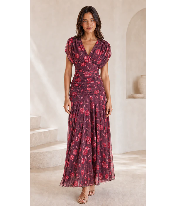 VESTIDO DRAPEADO COM ESTAMPA 