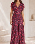 VESTIDO DRAPEADO COM ESTAMPA 