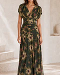 VESTIDO DRAPEADO COM ESTAMPA