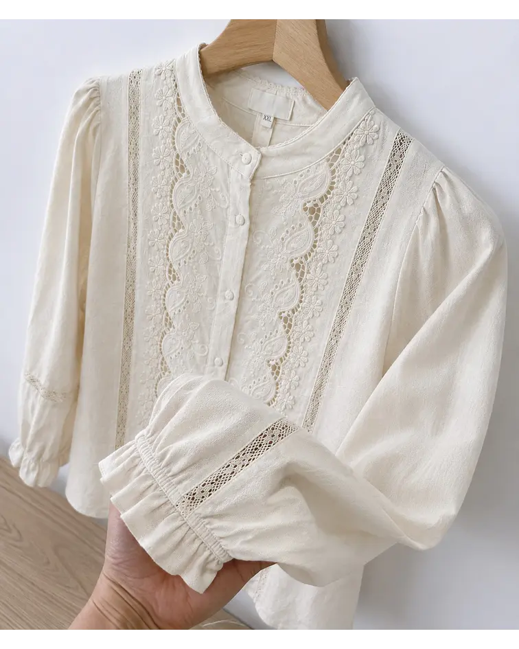 CAMISA BEGE BORDADOS
