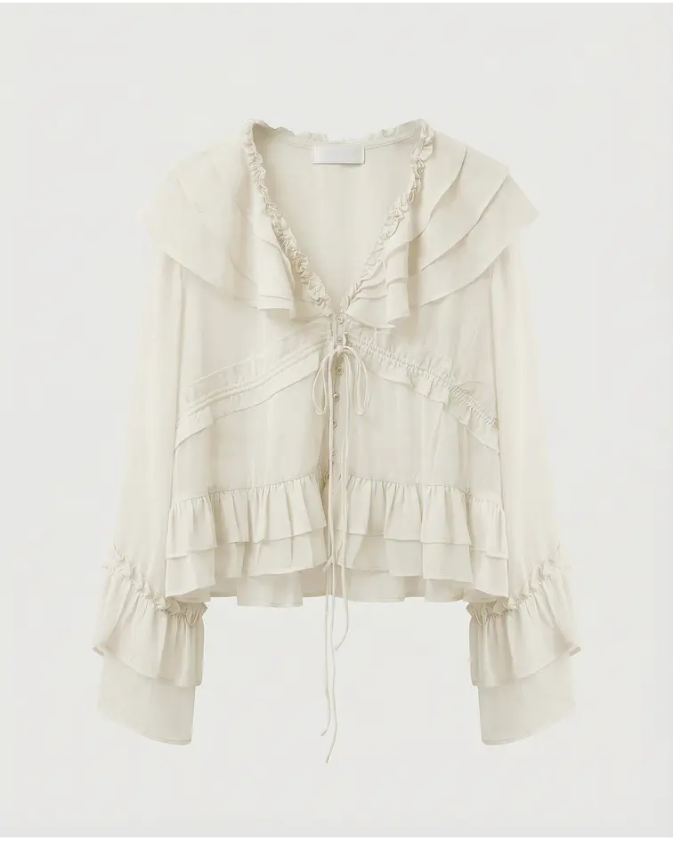 CAMISA BEGE FOLHOS