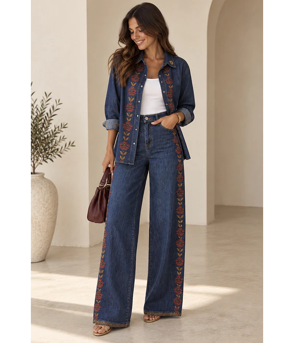 CAMISA COM PORMENORES BORDADOS