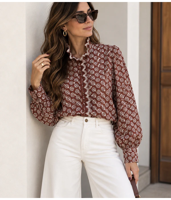 CAMISA TIJOLO FLORES
