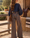 JEANS RISCAS CREME/AZUL