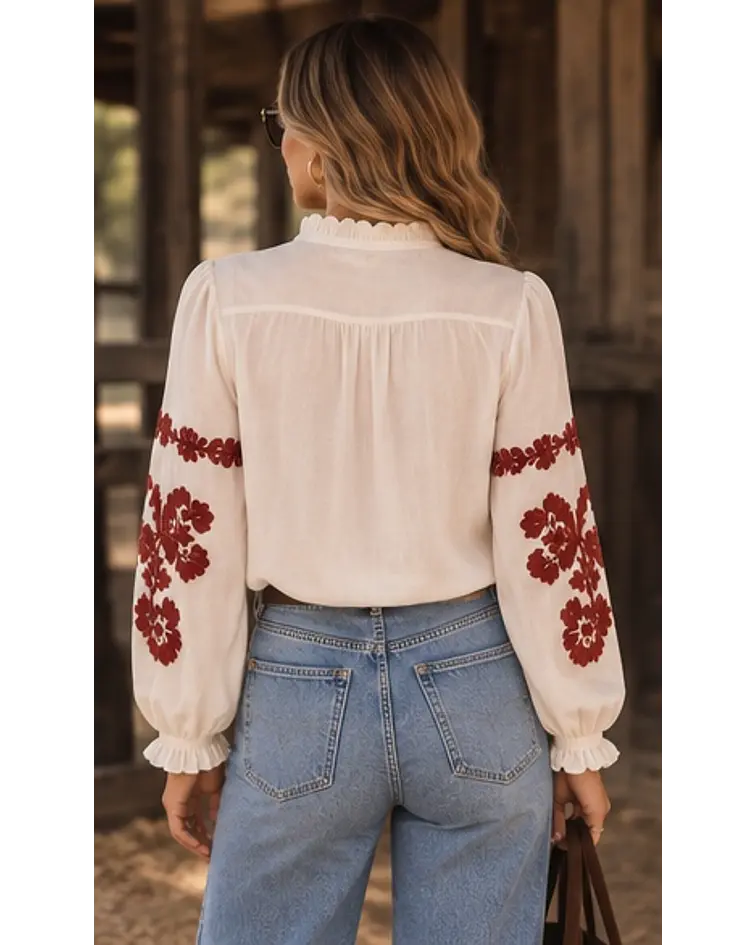 CAMISA BORDADO CARMESIN
