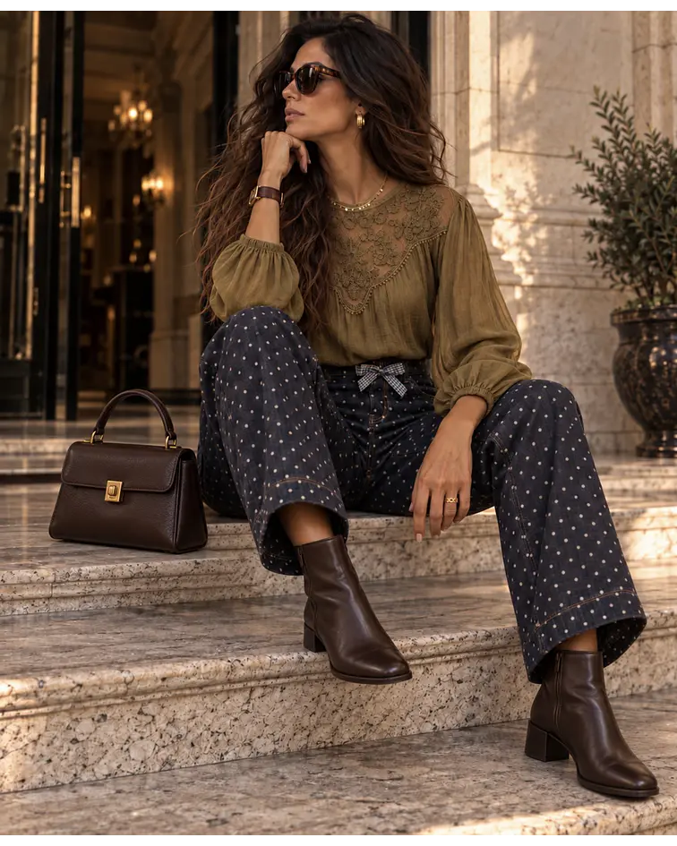 BLUSA ACETINADA VERDE OLIVA
