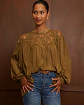 BLUSA ACETINADA VERDE OLIVA