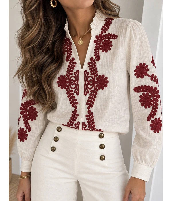 CAMISA BORDADO CARMESIN