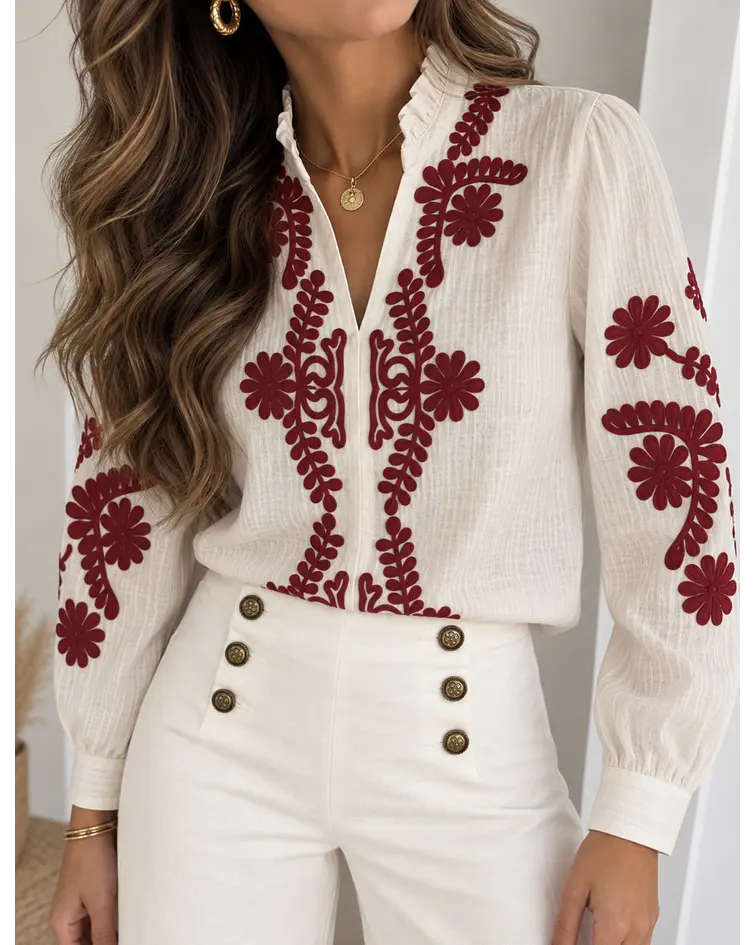 CAMISA BORDADO CARMESIN
