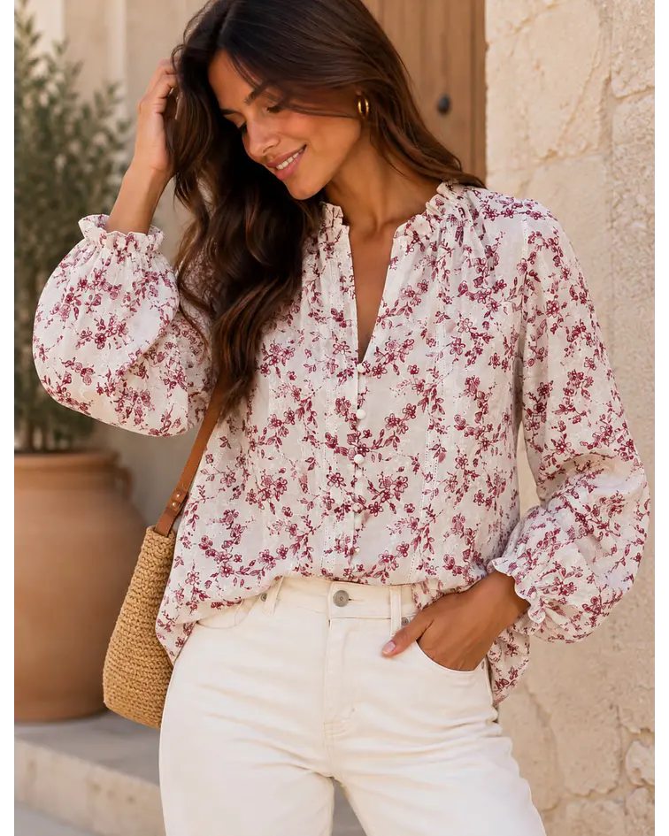 CAMISA ESTAMPADO BORDÔ